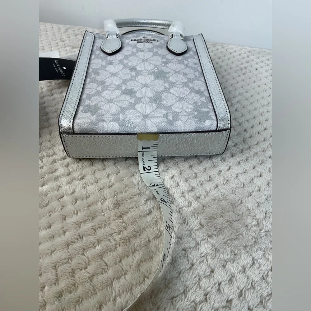 Kate Spade Platinum Grey Flower Star Toss Small Tote Bag NWT